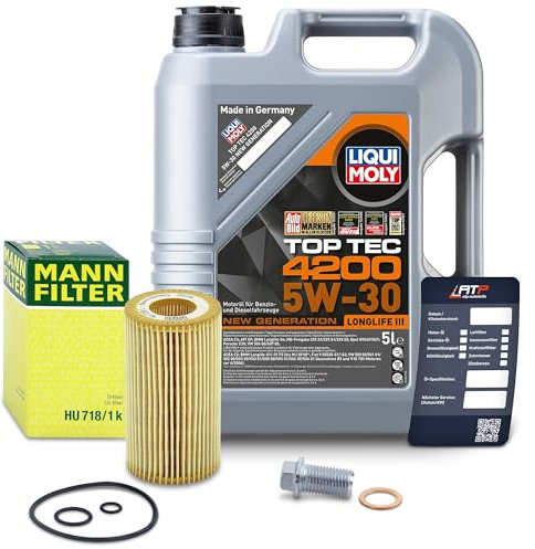 1x Ölwechsel Set - MANN ÖLFILTER + 5 L LIQUI MOLY Top Tec 4200 5W-30