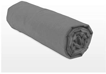 Home Linge Passion – Drap Housse 100% Coton – 57 Fils/cm² – Taille 140x190 cm – Gris foncé – Bonnet 25 cm – Tissage serré – Doux, Respirant, Lavable
