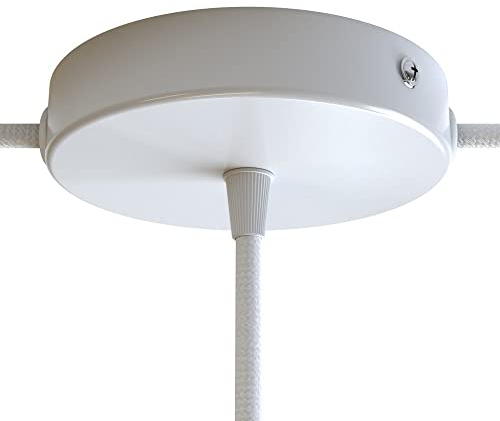 creative cables - Zylindrischer Lampenbaldachin Kit aus Metall mit 1 Haupt- und 2 Seitenlöchern - Konisch, Glänzend weiß