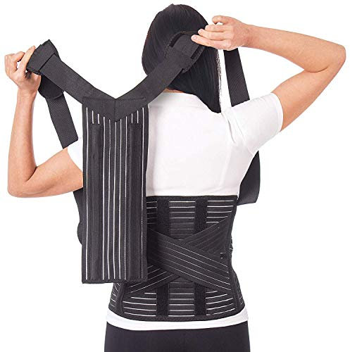 TOROS-GROUP Haltungskorrektor + Lendenwirbelgurt in einem/atmungsaktiv, Unterstützung für Rücken und Schultern, Lux Rückenstütze, verstellbar, orthopädisch, oben und unten, Schmerzlinderung, XL