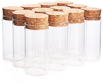 Danmu Art 12 pcs 25ml 30mm x 60mm Mini Glass Bottles Jars with Wood Cork Stoppers