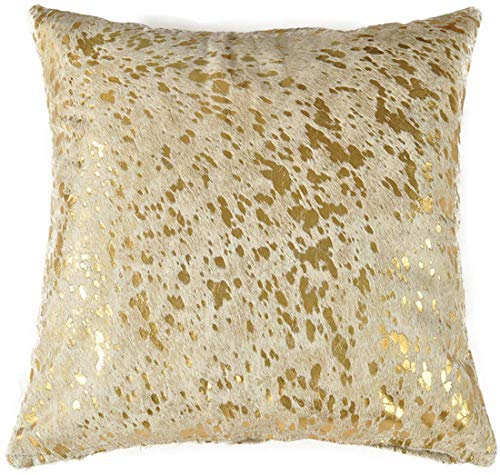 generisch KUHFELL Kissenbezug BEIGE GRAU Gold Devore 50 x 50 cm DEKO Kissen AUS ECHTEM KUHFELL BEIDE Seiten AUS Fell