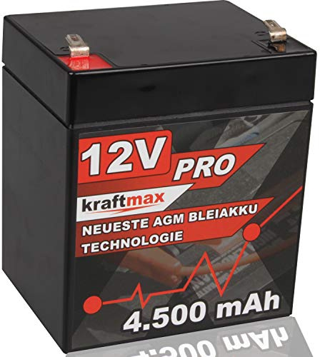Kraftmax Industrial Pro Bleiakku [ 12V / 4,5Ah ] AGM Hochleistungs- Blei Akku der Neusten Generation