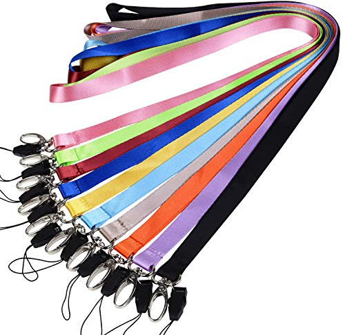 Wisdompro Schlüsselband Lang 10 Stück, Schlüsselbänder Bunt mit karabinerhaken Steckschnalle, Lanyard für Ausweise, Schlüssel