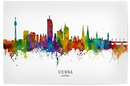 artboxONE Poster 45x30 cm Städte/Wien Vienna Austria Skyline txt - Bild Vienna Cityscape Painting