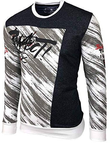 Baxboy Herren Pullover Hoodie Sweatjacke Longsleeve Sweatshirt Jacke Langarm Kapuzenpullover Hoody Sweater 2628, Farbe:Weiß_1, Größe:XL