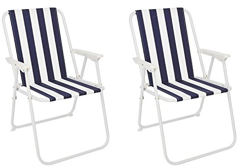 Mojawo 2er Set Campingstuhl Faltstuhl Blau/Weiß gestreift Regiestuhl Angelstuhl Klappstuhl Anglerstuhl