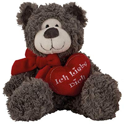 Teddybär in Grau sitzend 17cm mit Herz Ich Liebe Dich Plüschtier Kuscheltier Teddy Bär