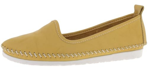 Andrea Conti Damen Mokassins Leder Ballerina Casual bequem kombistark 0027449, Größe:41 EU, Farbe:Gelb