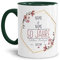 Tasse zum Hochzeitstag Goldene Hochzeit - mit Name & Datum selbst gestalten - 50 Jahre Ehe, Paar, Geschenk Hochzeit, Jubiläum, Jahrestag I Personalisiert, Keramik Innen & Henkel Dunkelgrün 300 ml