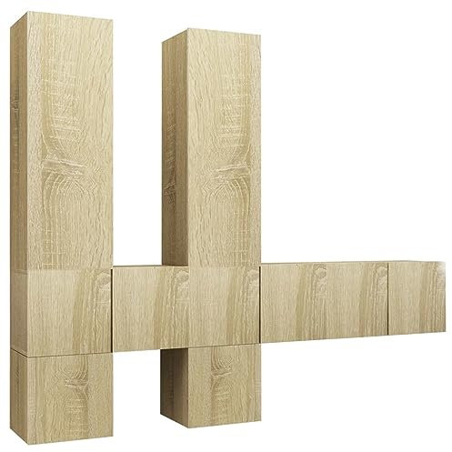 vidaXL Ensemble de Meubles TV 7 pcs, Ensemble d'Armoires de Télévision avec Rangement, Meubles Télé de Salon, Chêne Sonoma Bois d'Ingénierie