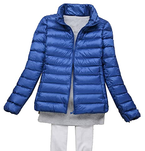 KeYIlowys Piumino Leggero Primaverile E Invernale Tinta Unita Colletto in Piedi Slim Plus Size Piumino Corto da Donna