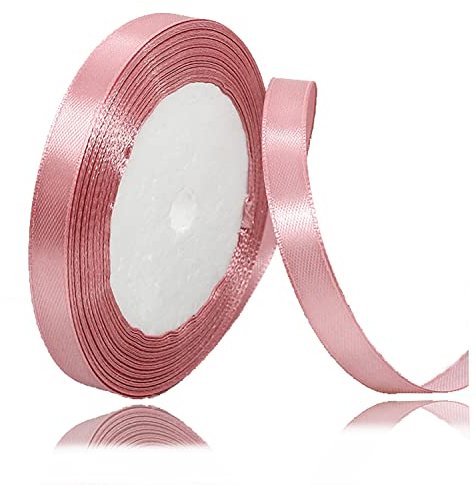 Nastri Oro Rosa 10mm, 23 metri Nastro di Raso Oro Rosa per l'imballaggio di regali, Artigianato fai da te, Bows Making, Mazzi di fiori, Palloncini, Festa nuziale e Decorazioni per torte