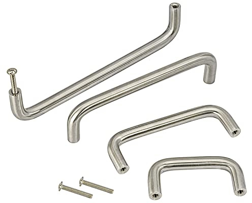 Stahlia Möbelgriffe Edelstahl 192mm Lochabstand (20er Set) Schrankgriffe Bügelgriff Ø 10mm Griffe für Möbel Küche Badmöbel Schränke Kommoden massiv gebürstet