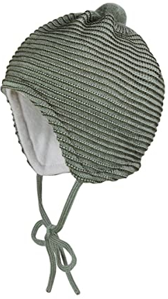 maximo Baby Boy-Mütze, ausgenäht Jerseyfutter, Struktur, Minipompon Made in Germany 45 forstgrün