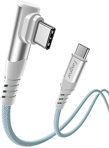 Fasgear 100W USB C to USB C Cable - 1 Pack 10ft USB 2.0 Type C to Type C PD Cable 5A Fast Charging Right Angle Compatible with Google Chromebook Pixel, i-Pad Air 2022, Sam-sung Note 20/10 (Blue)