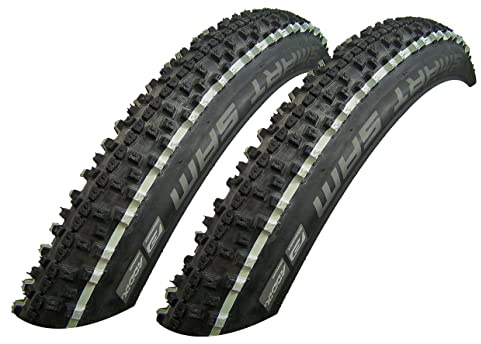 Schwalbe Smart Sam 57-559 White / Black Clincher Tyres 26 x 2.25 Bicycle Tyres Pack of 2