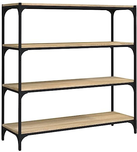 vidaXL Meuble TV Chêne sonoma 100x33x100 cm Bois d'ingénierie et acier