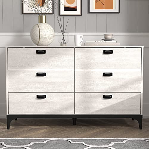 Galano Lawrence 3+3 Drawer Chest – Chest of Drawers with Storage for Clothes – Organizer and Storage Cabinet for Bedroom, Hallway, Entryway or Living Room – Dusty Grey Oak