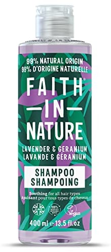 Faith In Nature Natürliches Lavendel-Geranien-Shampoo, Beruhigend, Vegan und Frei von Tierversuchen, Ohne SLS Oder Parabene, Für Alle Haartypen, 400ml