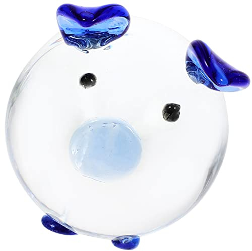 Schweinefigur aus Kristallglas, Dekorative Tischfigur für Wohnzimmer | Blau, Glatte Oberfläche, Heimdekoration für Esstisch und Wohnbereich