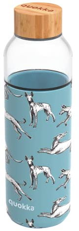 Quokka FLOW GREYHOUNDS | BOTTIGLIA TONDA IN VETRO CON GUAINA IN SILICONE 660 ML