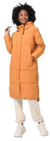 MARIKOO Damen Winterjacke lang Winter Stepp Jacke Mantel Steppjacke warm gefüttert B968 [B968-Soran-Cinnamoon-Gr.S]