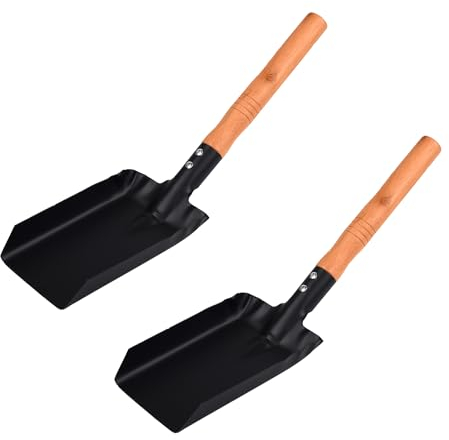 HIXNUG Metal Fireplace Coal Ash Shovel with Wooden Handle Fireplace Shovel Charcoal Spoon Small Dustpan Fireplace Tool (1)