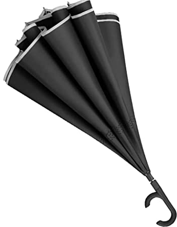 Windsicher Regenschirm Auto Open Inverted Dach Windschutz Golf Regenschirm Mit C-förmiger Griff Umgekehrter Regenschirm Mit Sicherem Reflektierenden Streifen Regenschirme Schirm Sturmfest ( Color : Sv