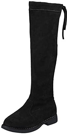 TDEOK Stivali sopra il ginocchio Bambini Caldi Inverno Stivali Lunghi con Cerniera Laterale Posteriore Pizzo Moda Coscia Stivali sopra il ginocchio Piatti Ragazze Stivali Invernali Camoscio Stivali,