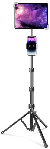 Elitehood iPad Tripod Stand, 65 Inch Height Adjustable Stand Holder with 360 Rotating Floor Tripod for 9.5-14.5 Inch Tablets