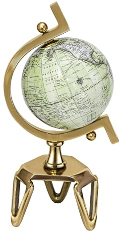 COSTWAY 13cm Antiker Globus, Schülerglobus 360° drehbar, Weltkugel mit goldenem Metallfuß, in Englischer Sprache, geografisch pädagogisch, für Klassenzimmer, Zuhause, Büro (Ø 13 cm)