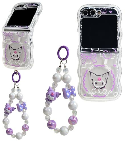 QAOMECABNH Cartoon-Schutzhülle für Z Flip 5, Ständer, 3D-Cartoon-Charakter, schöne Katze, Kinder, für Stitch Grils, TPU, ultradünn, Schutzhülle für Samsung Galaxy Z Flip 5 (für Kuromi-2, Flip 5)