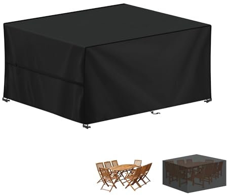 LAMUNI Abdeckung für Gartenmöbel Wasserdichte Schutzhülle Gartenmöbel Anti-UV Abdeckplane für Gartentische Terrassenmöbel, Schwerlast 420D Oxford Outdoor Abdeckhaube für Möbelsets, 160x130x90cm