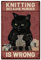CREATCABIN Schwarze Katze Stricken Retro-Metallschild,Vintage-Blechschild,Poster,Wandkunst,Dekor,Stricken,Weil Mord Ist Falsch,Gemälde,Plakette,Eisenschild,Kunstwandgemälde Für Zuhause,Club,30x20cm