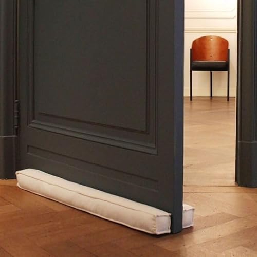 Rori boudin de porte double 70 cm - Joint de bas de porte beige - Protection contre traction et bruit - Butoir carré - Tailles variées