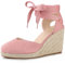 Perphy Espadrilles compensées à lacets pour femme, rose, 37 EU