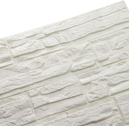 NHSUNRAY 3D Wandpaneele Selbstklebend Ziegel Tapeten Steinoptik PE Schaum Steintapete Wandaufkleber Wasserdicht Wandtapete Klebetapete für Küche Schlafzimmer Wohnzimmer (36 Stück, Weiß)