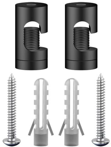 OASHISU 2 Stück Aluminiumlegierung Aufputz-Kabelhalter für Lampe Zweiteilige Wand- und Deckenpins für Textilkabel Deckenbefestigung Affenschaukel DIY mit Schrauben und Dübeln, Schwarz