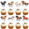 Blumomon 32 Stück Pferd Cupcake Topper Dschungel Safari Tiere Kuchen Dekoration Tiere Figur Kuchen Topper Picks für Babyparty Kindergeburtstag Party Supplie