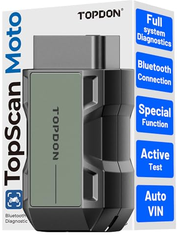 TOPDON TOPSCAN MOTO Motorcycle OBD2 Scanner Diagnostic Tool - Bluetooth Wireless Motorcycle Diagnostic Tool for BMW, Ducati, Harley-Davidson - Comprehensive Motorcycle Code Reader with AutoVIN