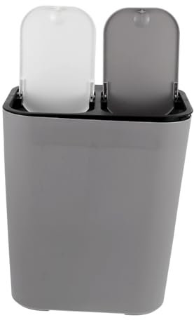IMIKEYA Poubelle De Cuisine À Double Compartiment Poubelle Sèche Et Humide 15 L Grise Pour Déchets Organisés