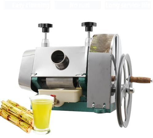 Stainless Steel Sugarcane Juicer Machine - Commercial Manual Sugar Cane Ginger Press Juicer Squeezer with Thickened Handwheel