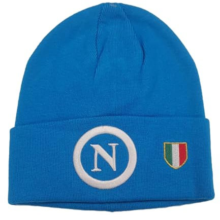 Enzo Castellano Cappello Zuccotto Azzurro con Logo Bianco Napoli Calcio Invernale