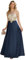Misshow Robe Femme Chic et Elegant Soiree pour Mariage Longue Cristal décoratif Luxueuse Bleu Marine 40