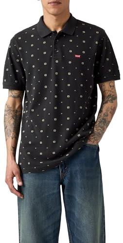 Levi's Housemark - Polo para Hombre con Logotipo de Chesthit, Ebba Geo Jet Black, M