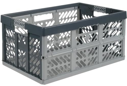 SomosTrade Klappbox 45L | Anthrazit-Grau | 54 x 28 x 37cm | mit Soft Touch Griffen | stabile Klappbox | Perfekte Aufbewahrung | (1 Klappbox - Anthrazit-Grau)
