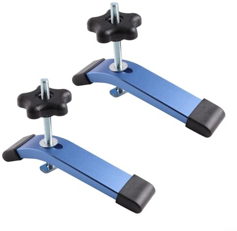 T-Track Hold Down Clamp Set Metal M8 Slide Desktop Clip for Woodworking 2 Pack Blue 162mm
