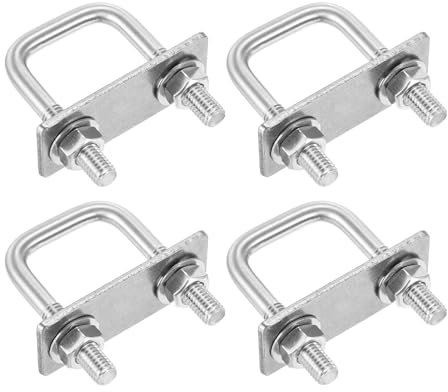 DTGN M8x30x60mm U Bolts Square Kit - 4Set - 304 Stainless Steel U-Bolt Kit with Nuts, Washers, Frame Plate - Good for Pipe, Trailer, Automotive, Leaf Spring Fastener