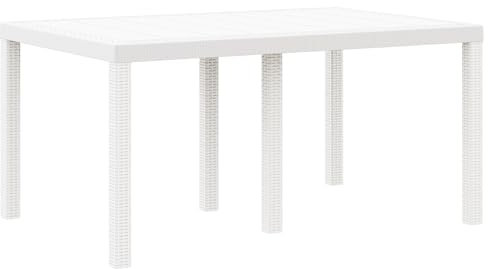 vidaXL Gartentisch Weiß 150 x 100 x 73 cm Poly-Rattan, Garten und Terrasse, rechteckiger Tisch aus Stahl, große, wetterfeste Essgruppe für den Außenbereich